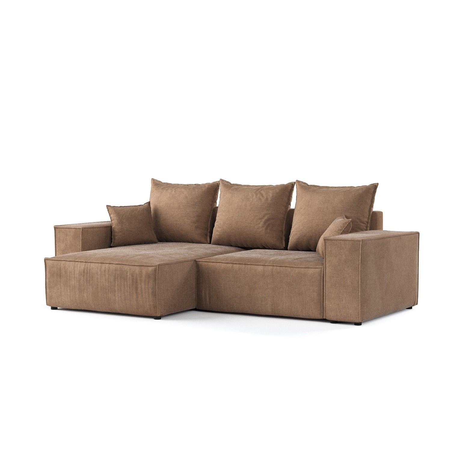 ECKSOFA SENSO mit Schlaffunktion Braun im Wind Stoff - Schwarz/Braun, Holz/Holzwerkstoff (255/148cm) - AltaBeds