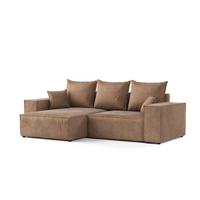 ECKSOFA SENSO mit Schlaffunktion Braun im Wind Stoff - Schwarz/Braun, Holz/Holzwerkstoff (255/148cm) - AltaBeds