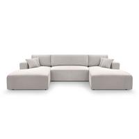 WOHNLANDSCHAFT Catea Weiß 364/145/85 cm mit Schlaffunktion - Creme/Schwarz, Kunststoff/Textil (364/84/145cm) - AX Living
