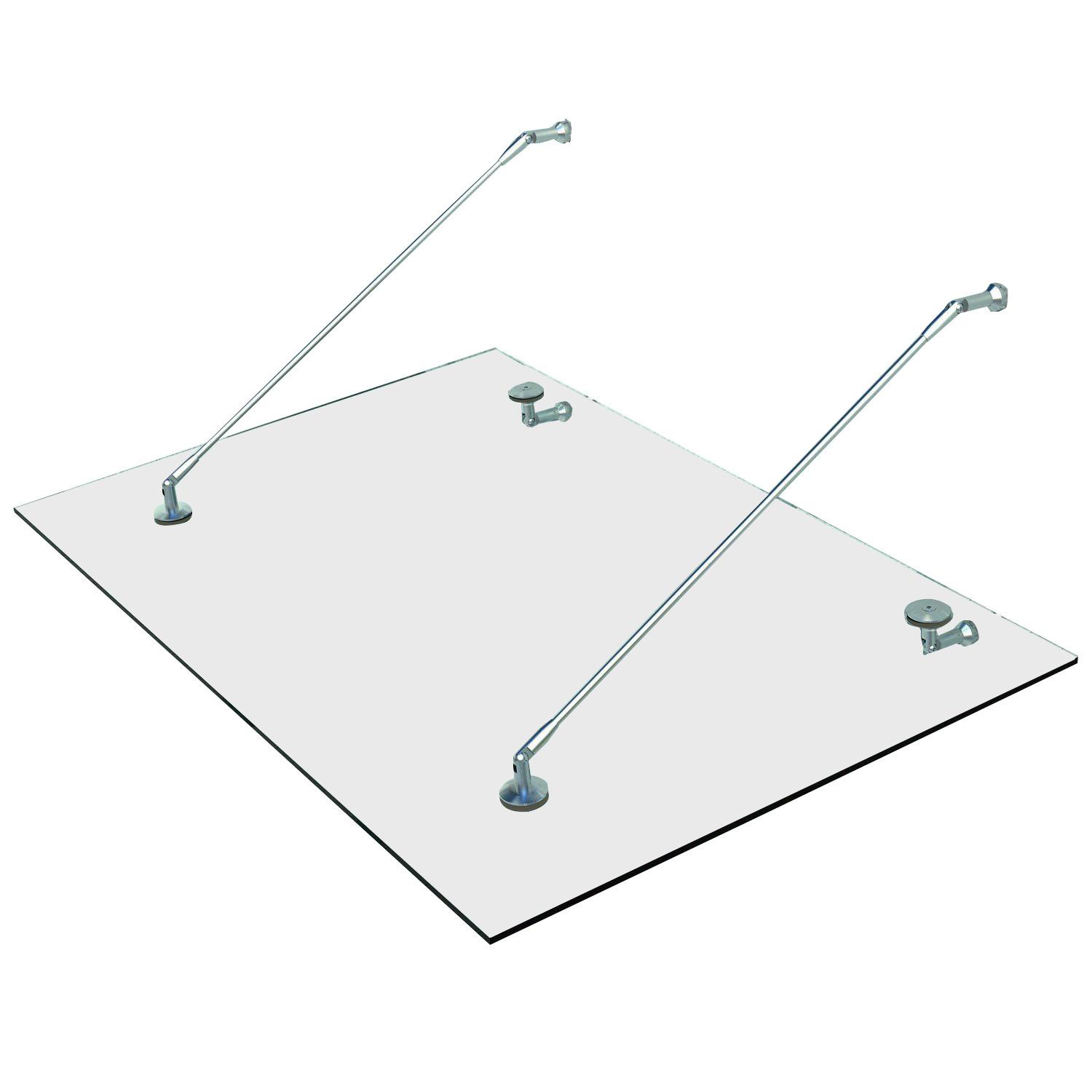 GLASVORDACH Edelstahl Gehärtetes Glas Transparent - Transparent, Metall (90/1/150cm) - HOMCOM