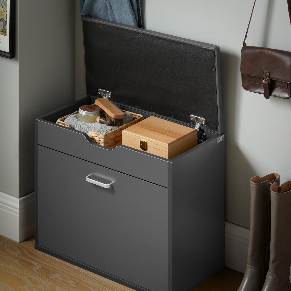 SCHUHBANK Grau - Grau, Holzwerkstoff (60/50/30cm) - SoBuy