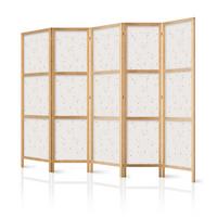 PARAVENT Japanischer 5-tlg 225x172 cm Sternkonstellationen - Beige, Holz/Textil (225/172/3cm) - Muralo