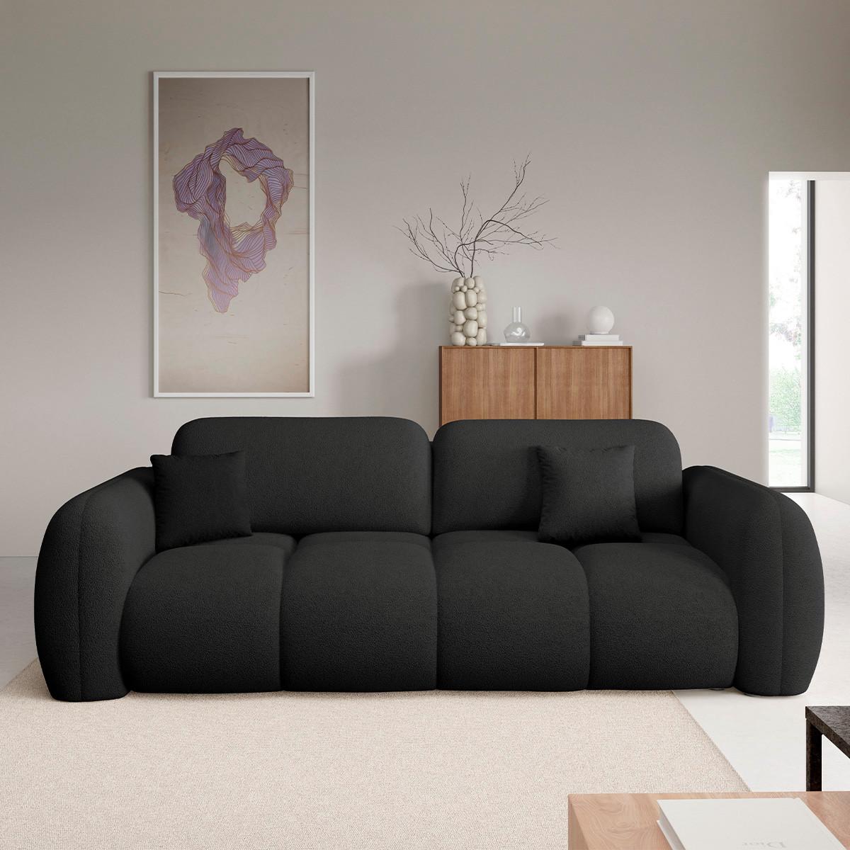 SOFA Livio 3 Sitzplätze Schwarz - Schwarz, Holz (270/95/121cm) - Petits-meubles