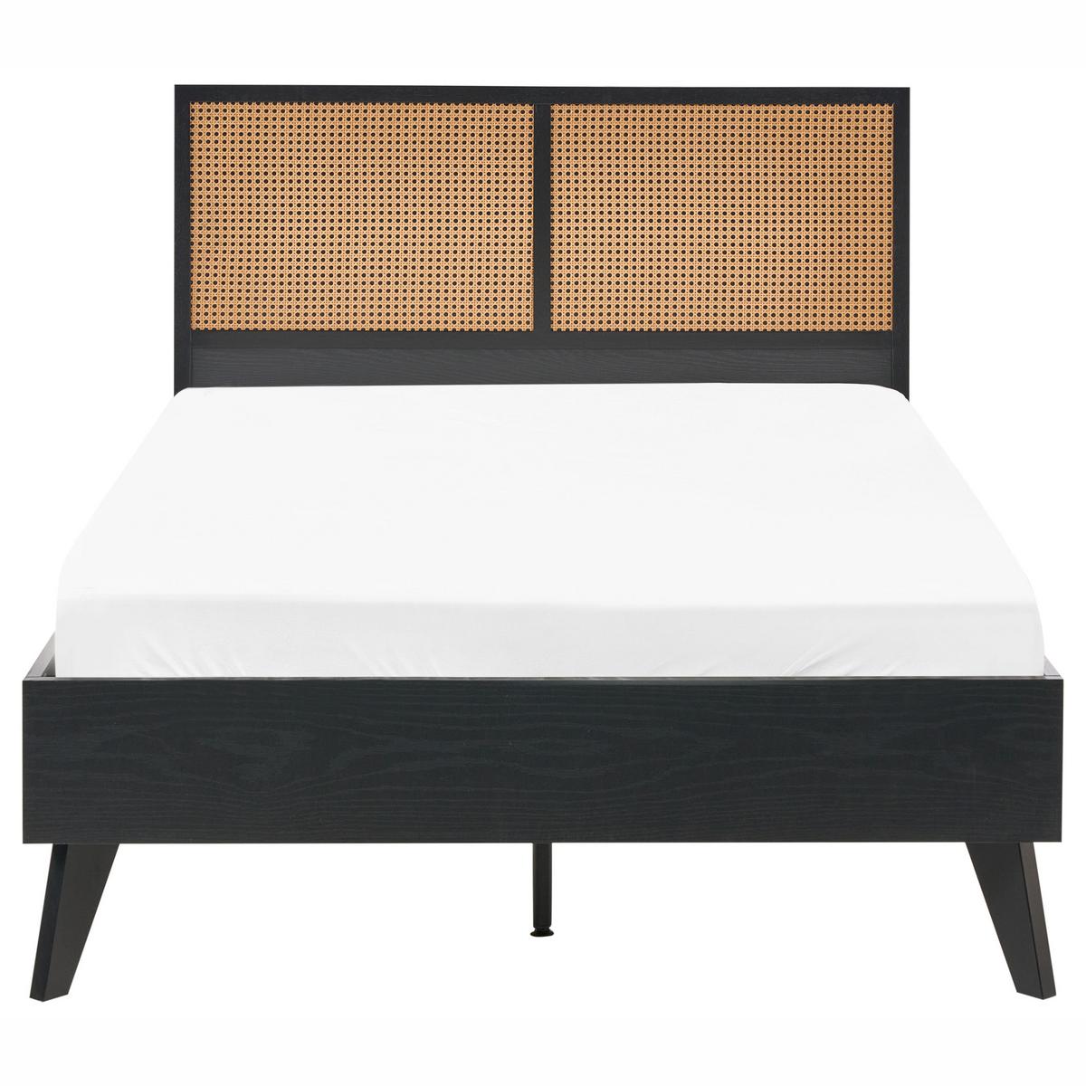 BETT mit Lattenrost 120/200 cm Faserplatte, PE Rattan Schwarz Monpazier - Schwarz, Naturmaterialien (120/200cm) - Beliani