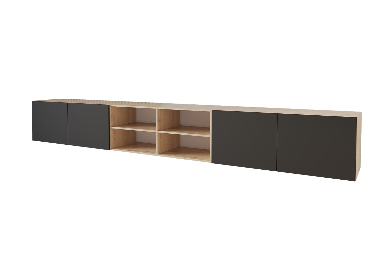 LOWBOARD ELIO-W 3x100x40x40 cm - Artisan / Schwarz - Eiche Artisan, Holzwerkstoff (300/40/40cm) - ALTDECOR