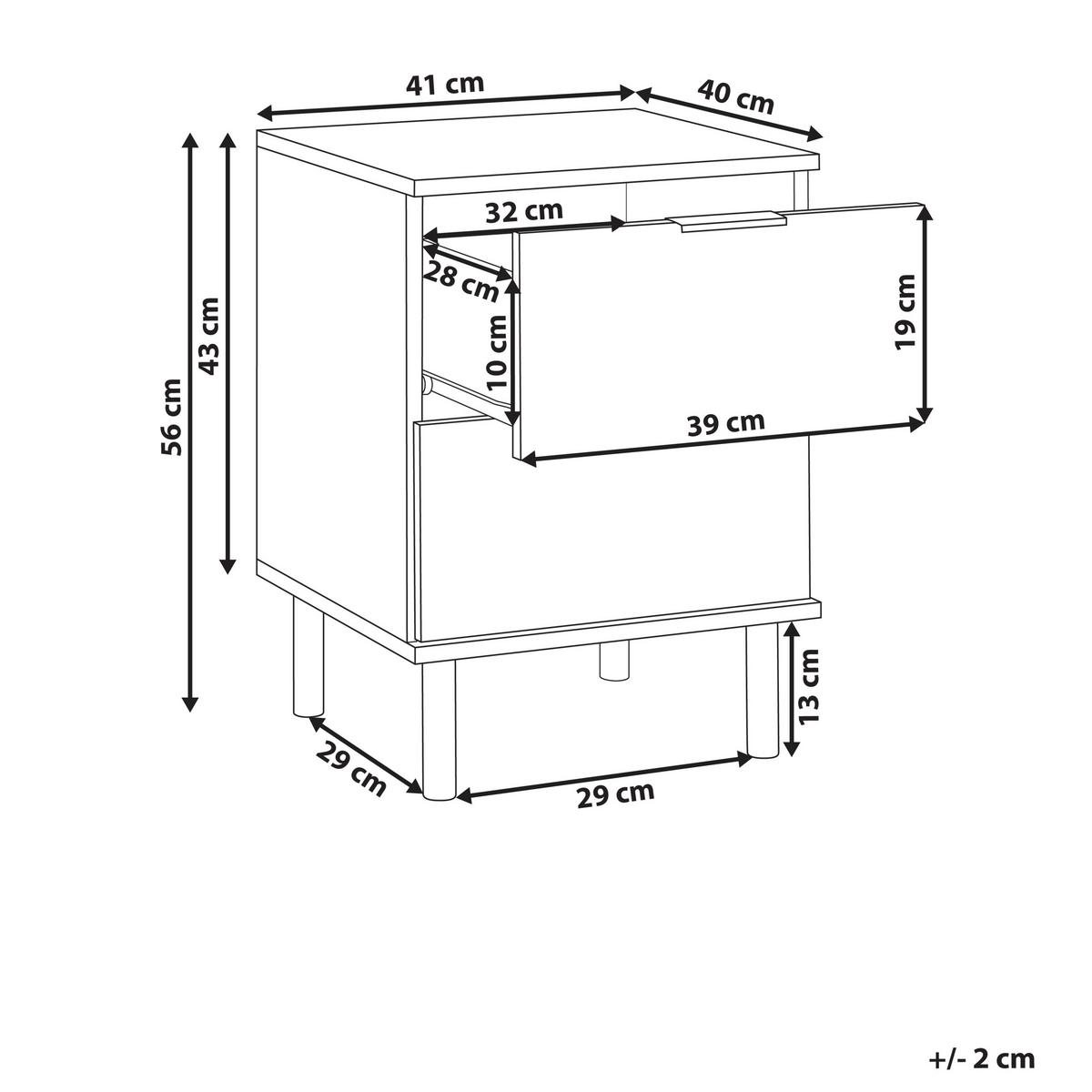 NACHTTISCH mit 2 Schubladen Weiß Walpole - Weiß, Holzwerkstoff (40/41/56cm) - Beliani
