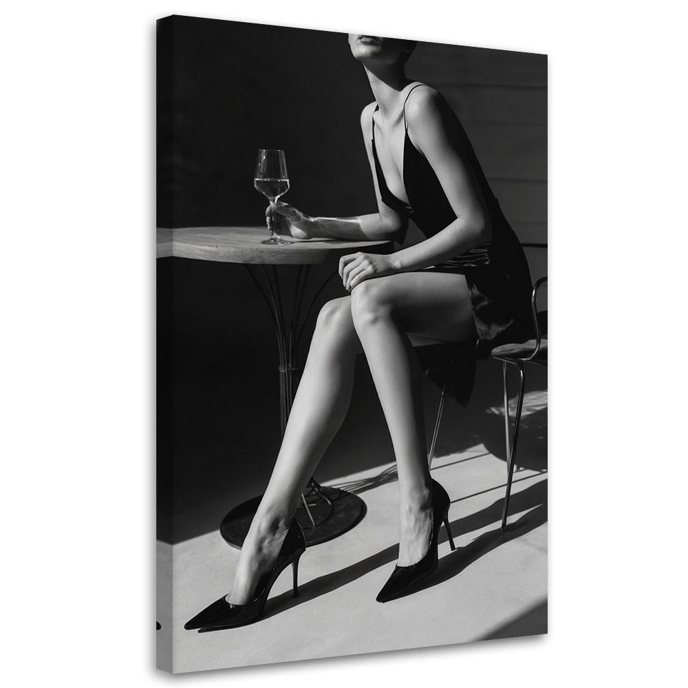 LEINWANDBILD Frau mit Wein 40x60cm - Schwarz, Textil (40/60cm) - Feeby