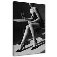 LEINWANDBILD Frau mit Wein 40x60cm - Schwarz, Textil (40/60cm) - Feeby