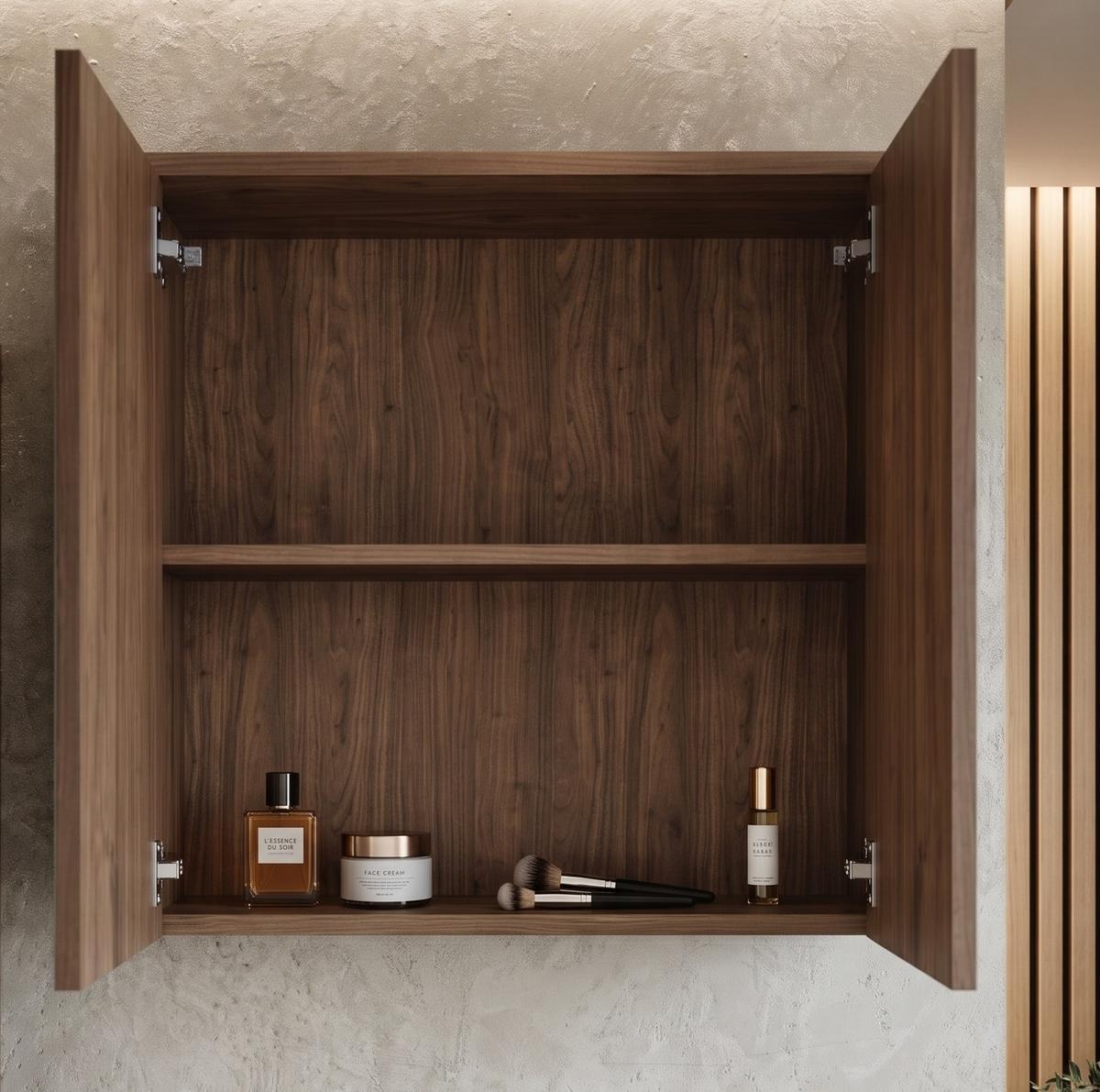 BADMÖBEL-SET Florence 2 Teile Walnuss Braun - 60 x 35 x 47 cm - Eichefarben, Holz (60/47/35cm) - Badplaats