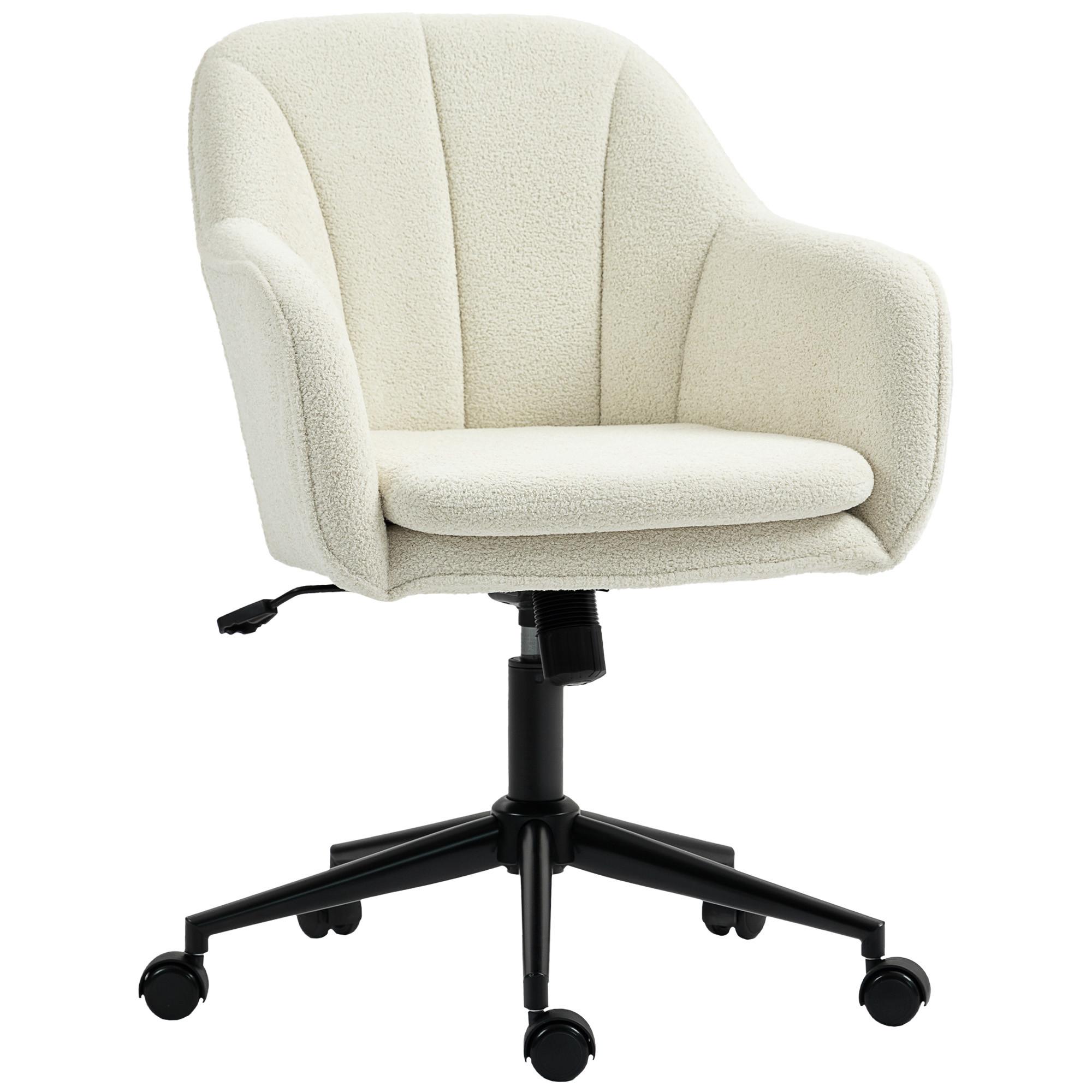 SCHREIBTISCHSTUHL Homeoffice Stuhl mit Samtoptik Gewölbter Rückenlehne Beige - Beige, Textil (60/94/63cm) - HOMCOM