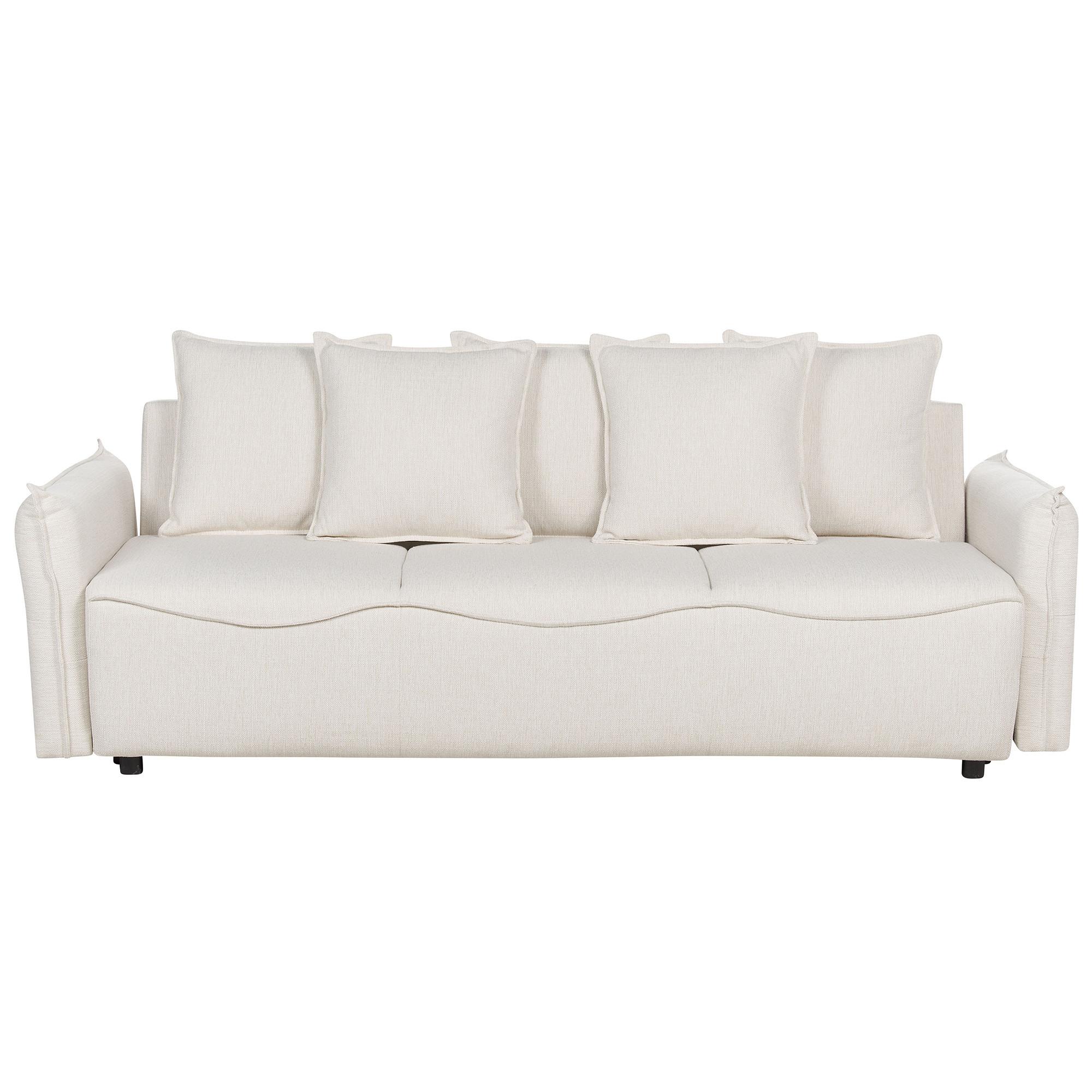 3-SITZER-SCHLAFSOFA cremeweiß mit Stauraum Krama - Schwarz/Weiß, Textil (225/62/93cm) - Beliani