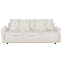 3-SITZER-SCHLAFSOFA cremeweiß mit Stauraum Krama - Schwarz/Weiß, Textil (225/62/93cm) - Beliani