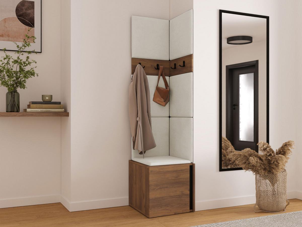 GARDEROBEN-SET Orion XXI - Beige/Nussbaumfarben, Holzwerkstoff/Kunststoff (42/186/46cm) - MIRJAN24