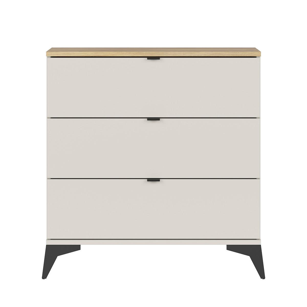 KOMMODE Naya Kaschmir und Eichenholz-Optik - Beige, Holzwerkstoff (85/90/41cm) - Petits-meubles