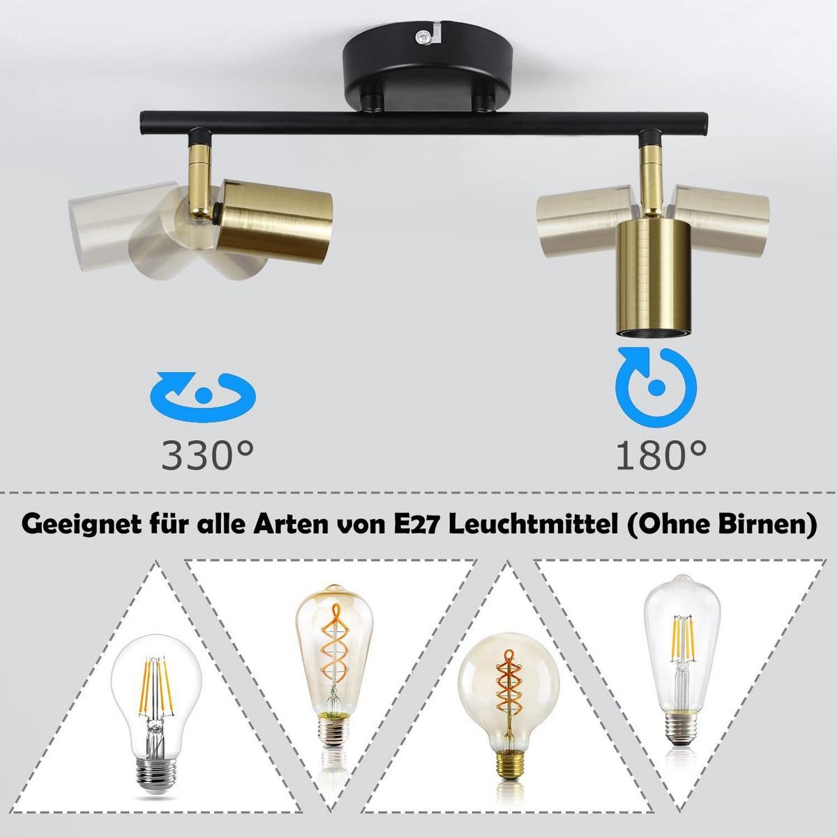 DECKENSTRAHLER Nixie 2-flammig 30/4/12 cm - Goldfarben, Metall (30/4/12cm) - Nettlife