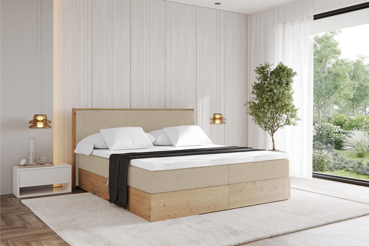 BOXBETT LOLLI9 - 200x200 - H4 Creme - Champagner, Holzwerkstoff (200/200cm) - ALTDECOR