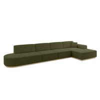 ECKSOFA Ottomane Rechts IREA-L3 - 412x165x80 cm Grün - Platinfarben, Holzwerkstoff/Textil (412/165cm) - ALTDECOR