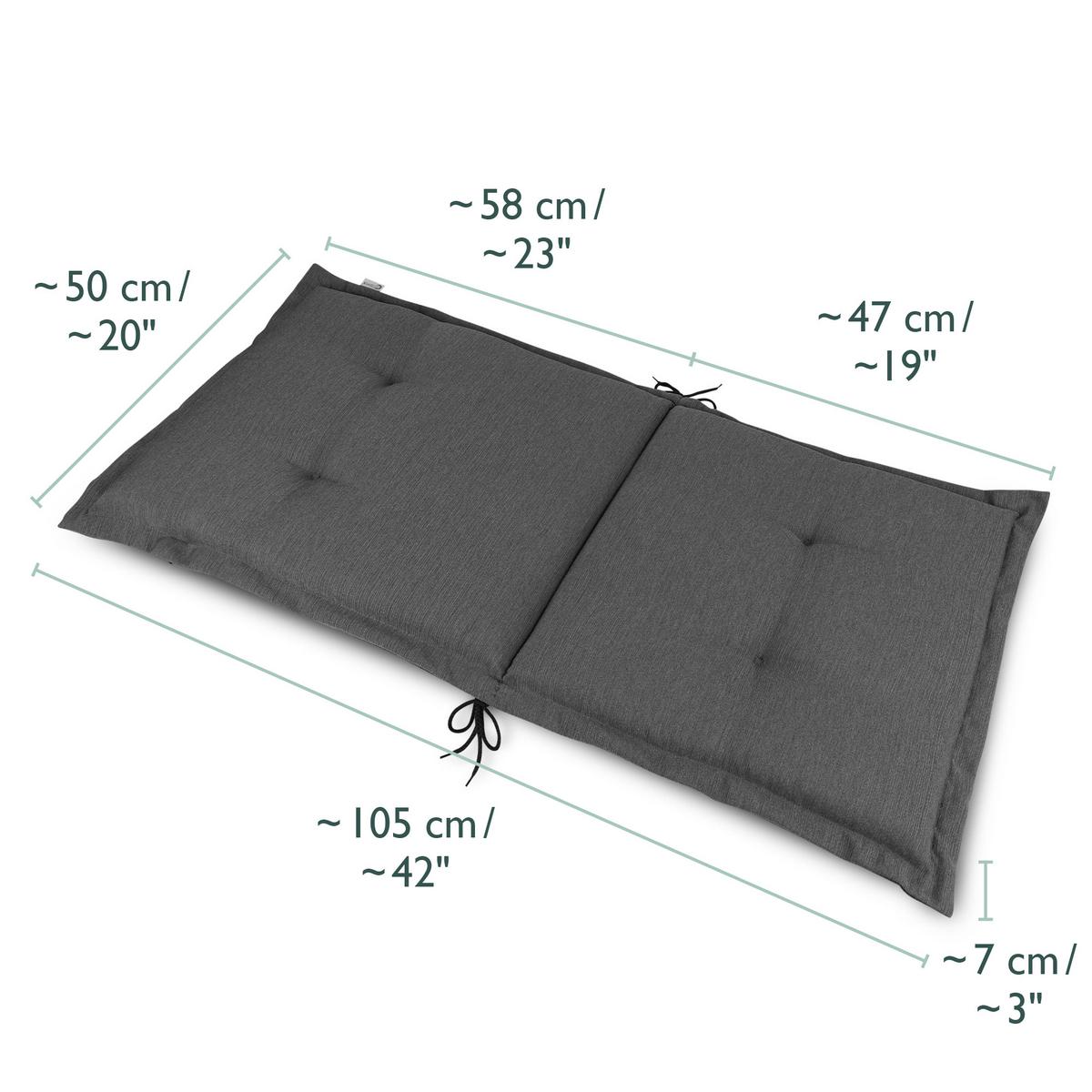 NIEDERLEHNERAUFLAGE HighLux NL 105/50/7cm Anthrazit 4tlg - Anthrazit, Textil (50/7/105cm) - Beautissu 
