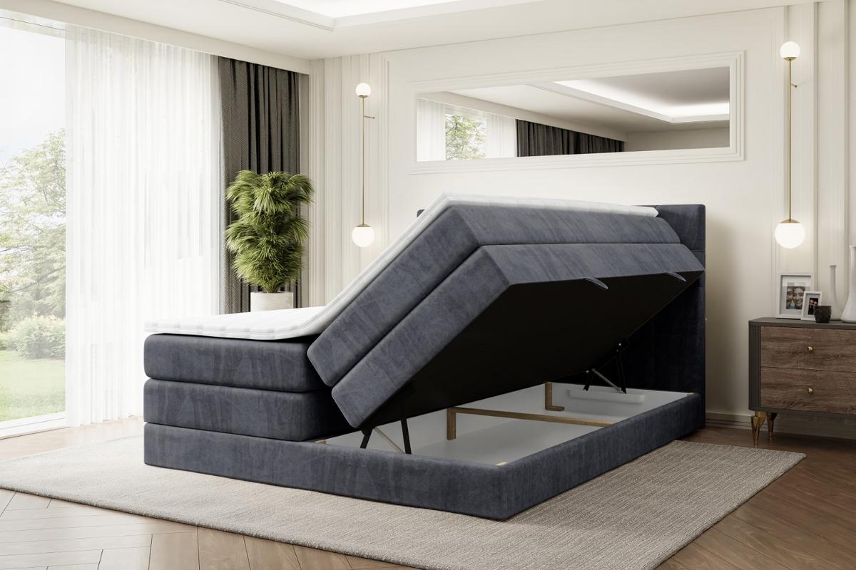 BOXSPRINGBETT BERO KING - 180x200 - H3/H4 - Dunkelgrau - Dunkelgrau, Holzwerkstoff (180/200cm) - ALTDECOR