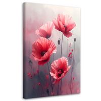 LEINWANDBILDER, Feld rote Mohnblumen - Rosa, Textil (80/120cm) - Feeby