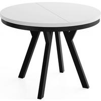 ESSTISCH Vero Neo rund ausziehbar verlängerbar, Weiss 100-200/100/77 cm - Schwarz/Weiß, Holz/Holzwerkstoff (100/200/77cm) - WFL GROUP