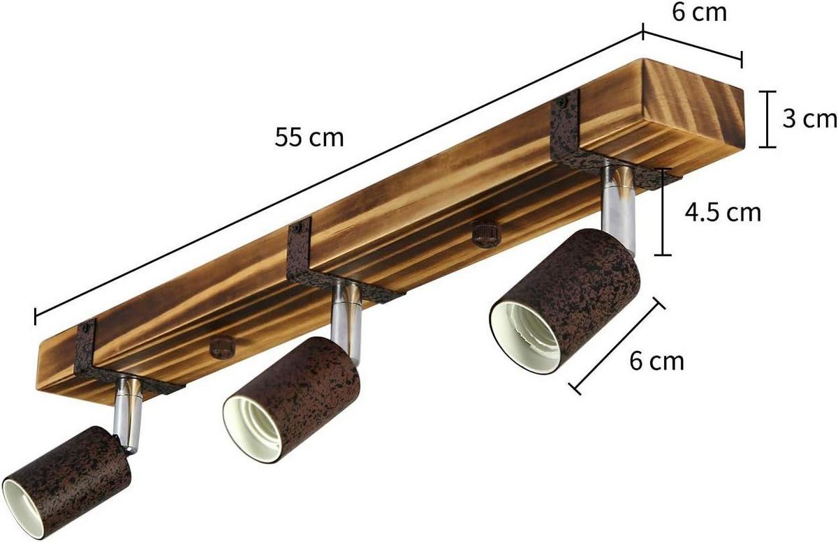 DECKENSTRAHLER Albrun 3-flammig 55/6/3 cm - Braun, Metall (55/6/3cm) - Nettlife