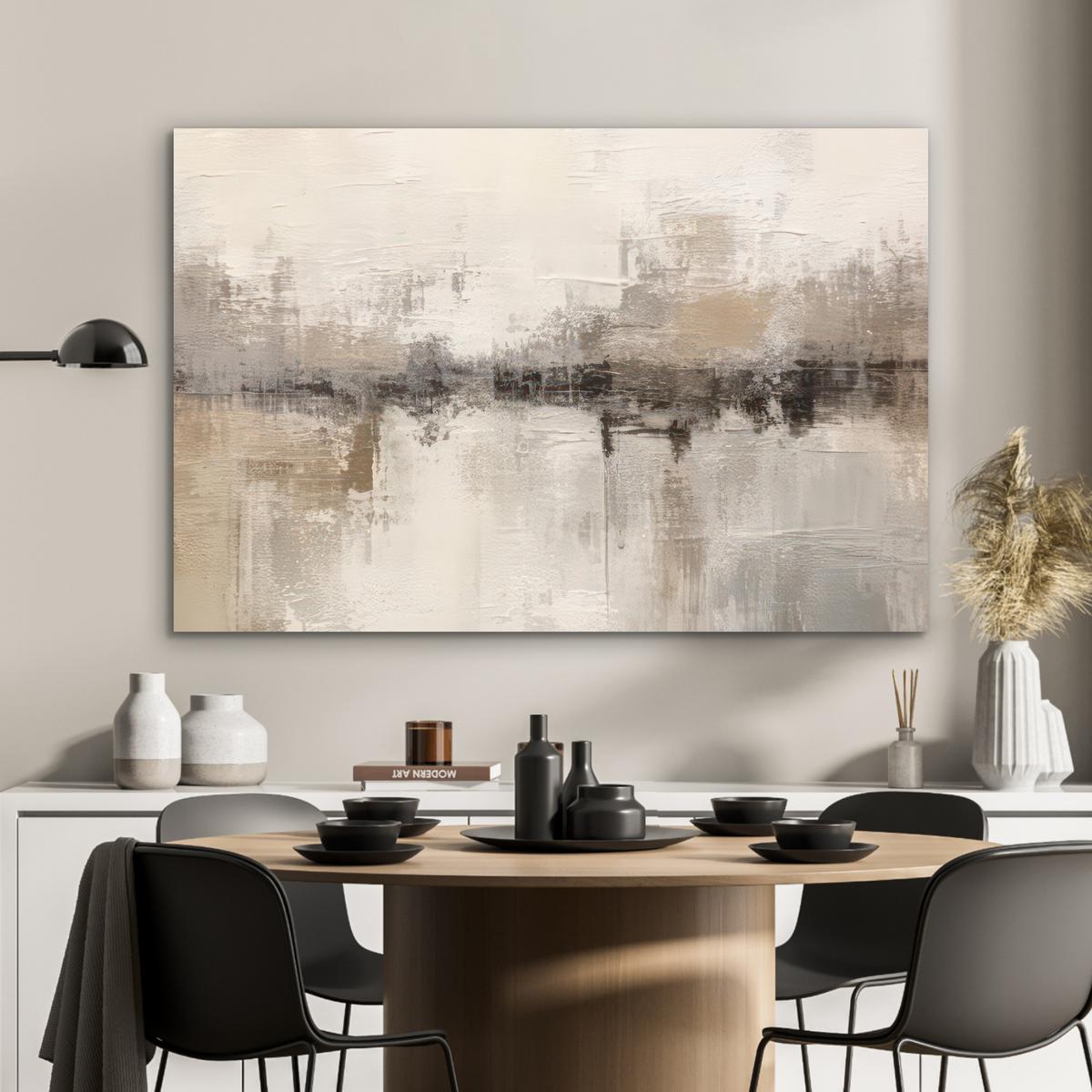 METALLBILD Moderne Kunst - Abstrakt - Beige Deko Groß 120x80 cm - Beige, Metall (120/80cm) - MuchoWow