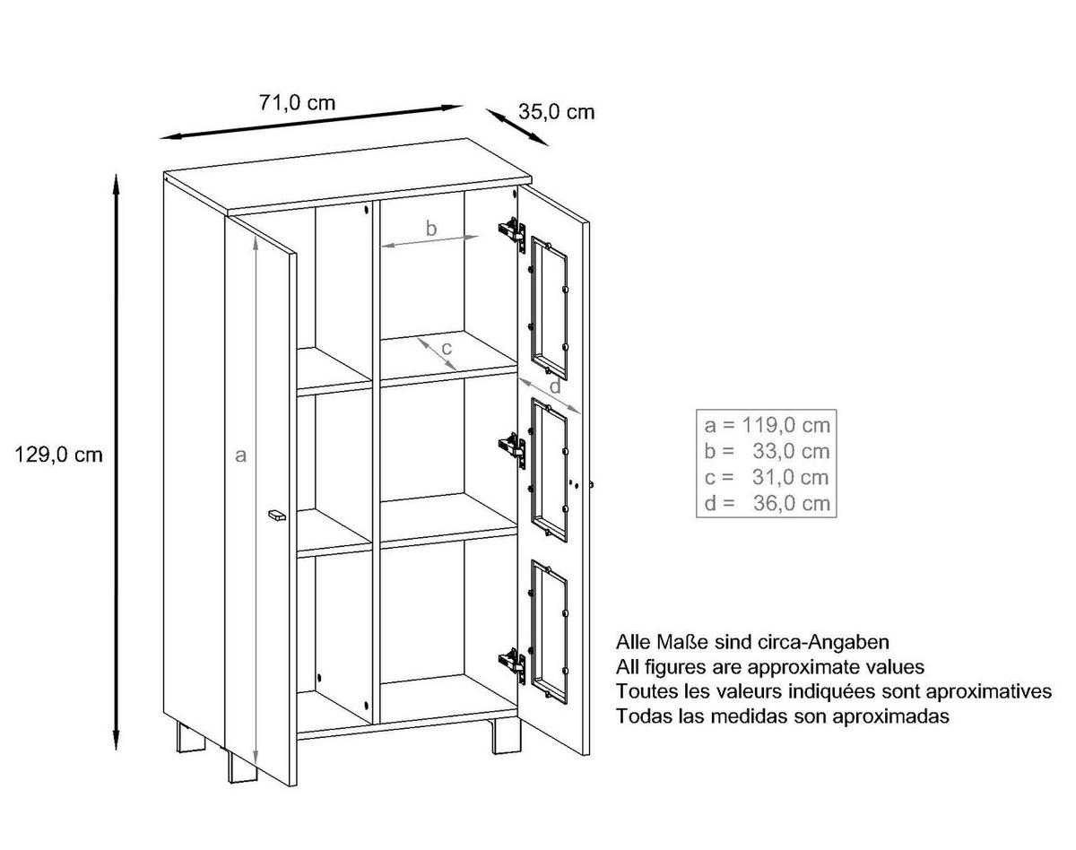VITRINE Denjo Tür in Schwarz Hochglanz - Schwarz Hochglanz, Holzwerkstoff (71/129/35cm) - Vladon
