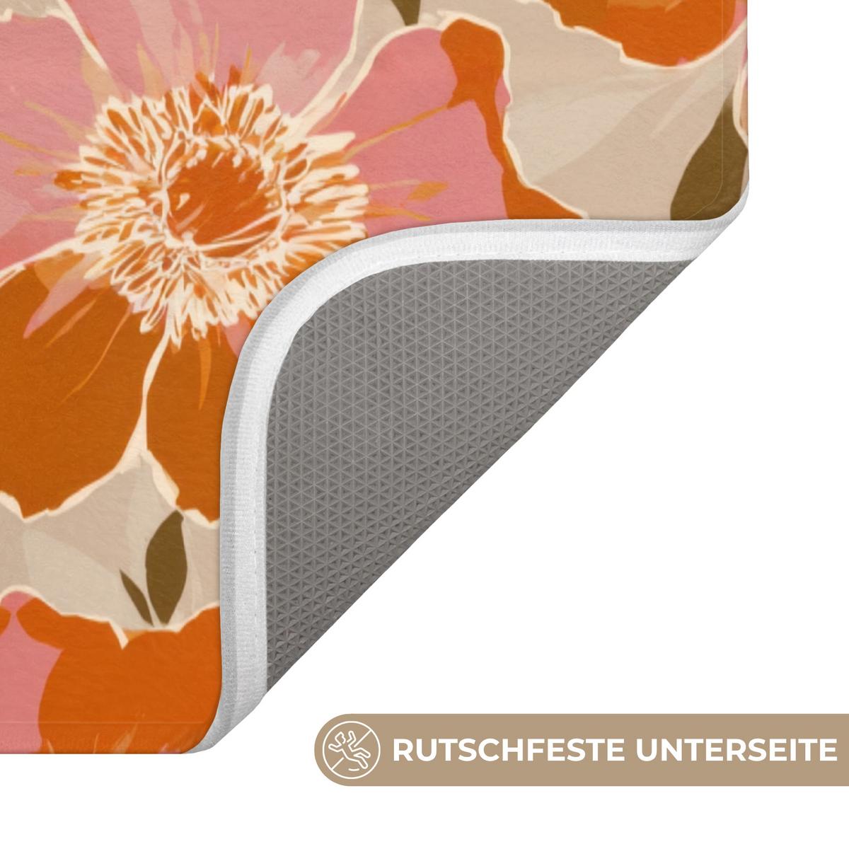 BADEMATTE Blumen - Motiv - Retro 60x120 cm - Multicolor, Textil (60/120cm) - OnlyWow