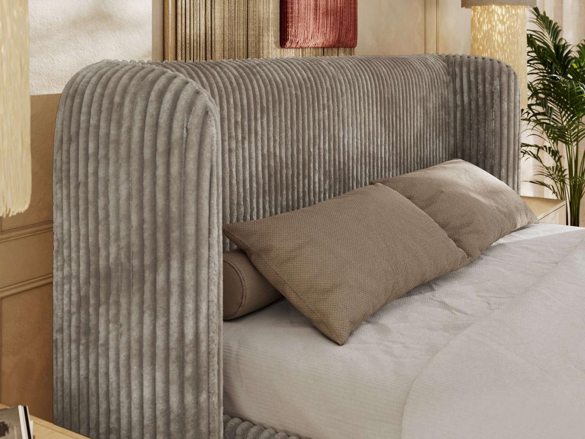 POLSTERBETT EMORA CLASSIC 180/200 - Hellbraun Cord - Multipocket-Matratze - Hellbraun, Textil (180/200cm) - MKS