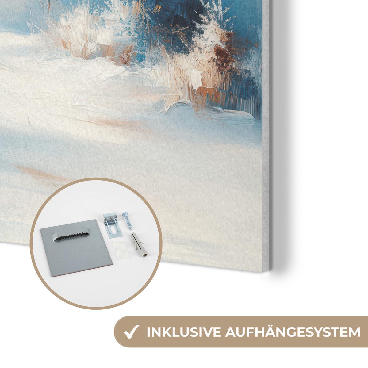 AKUSTIKBILD Wald - Winter - Natur - Abstrakt - Schnee Akustikpaneele 80x80 cm - Weiß, Kunststoff (80/80/0.9cm) - MuchoWow