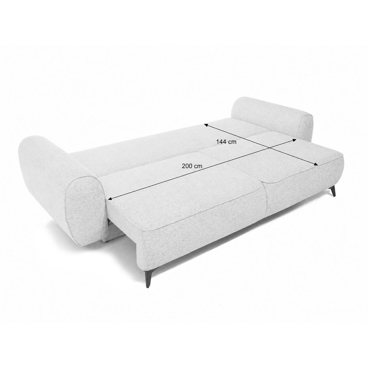 SCHLAFSOFA Vito 3-Sitzer mit Bettkasten, DL-System, Chenille-Stoff, Beige - Beige/Schwarz, Textil (256/90/99cm) - Beautysofa