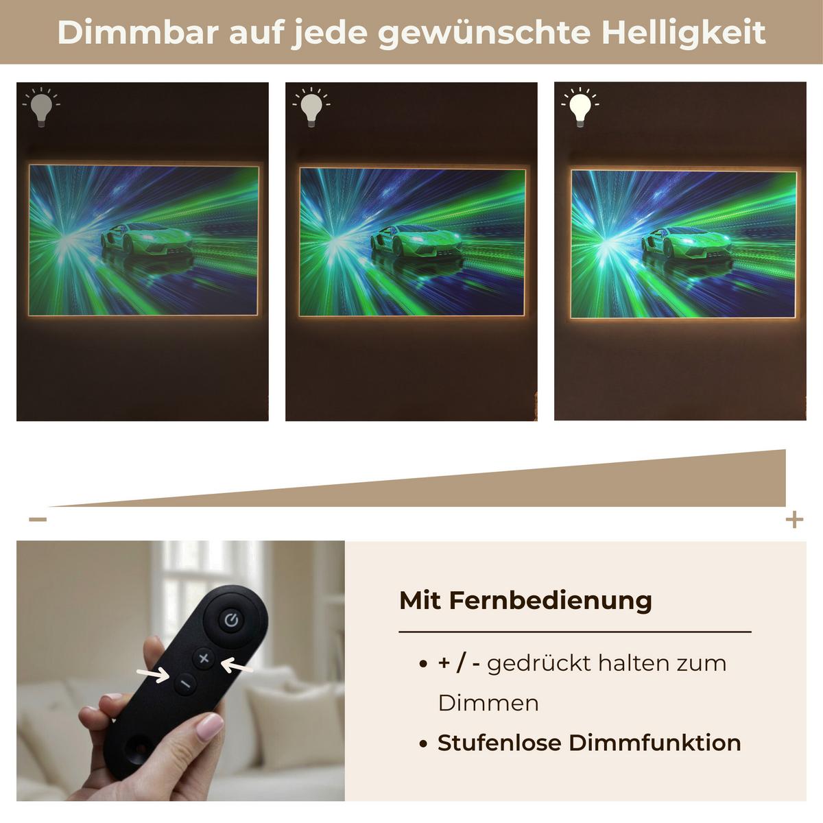 NACHTTISCHLAMPE MIT AKKU Geschwindigkeit - Leicht - Sportwagen - Grün 90x60 cm - Grün, Holzwerkstoff (8/90/60cm) - OnlyWow