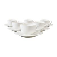 CAPPUCCINOTASSEN MIT UNTERTASSEN White Pearl weiß 310 ml 6er Set - Weiß, Keramik (18.5/9.3/18.5cm) - Villeroy & Boch