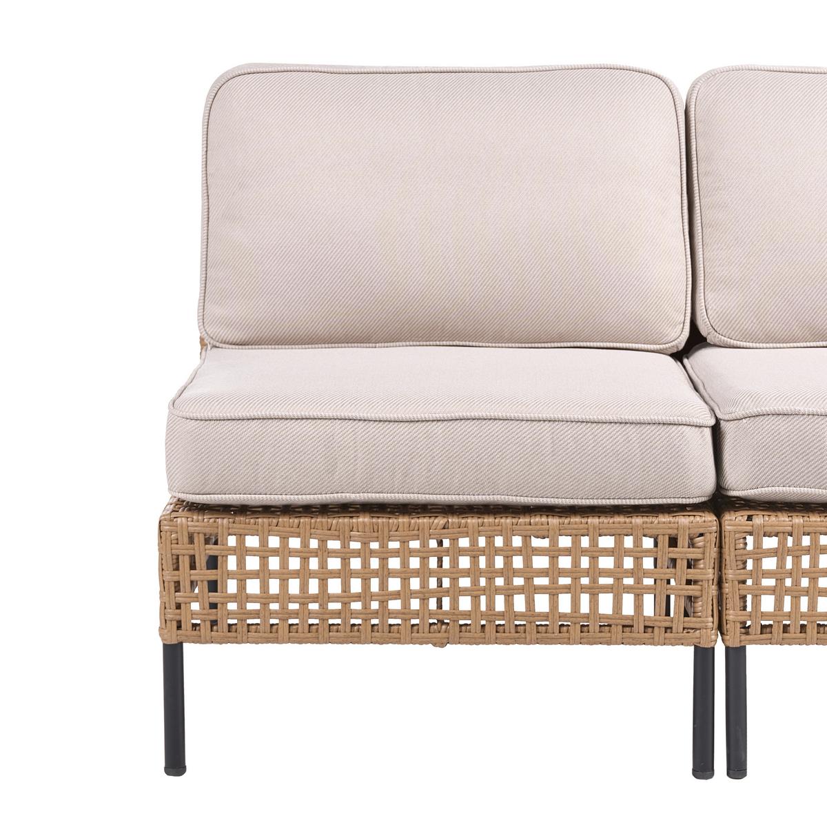 GARTENSOFA 2-Sitzer ohne Armlehnen Polyrattan Hellbeige Omegana - Beige/Schwarz, Kunststoff (130/80/68cm) - Beliani