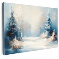 LEINWANDBILD Wald - Winter - Natur - Abstrakt - Schnee XXL 150x100 cm - Weiß, Textil (150/100cm) - MuchoWow