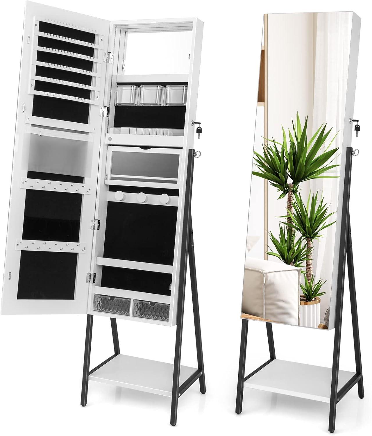 SCHMUCKSCHRANK Weiß - Weiß, Holz (42/157/37cm) - COSTWAY