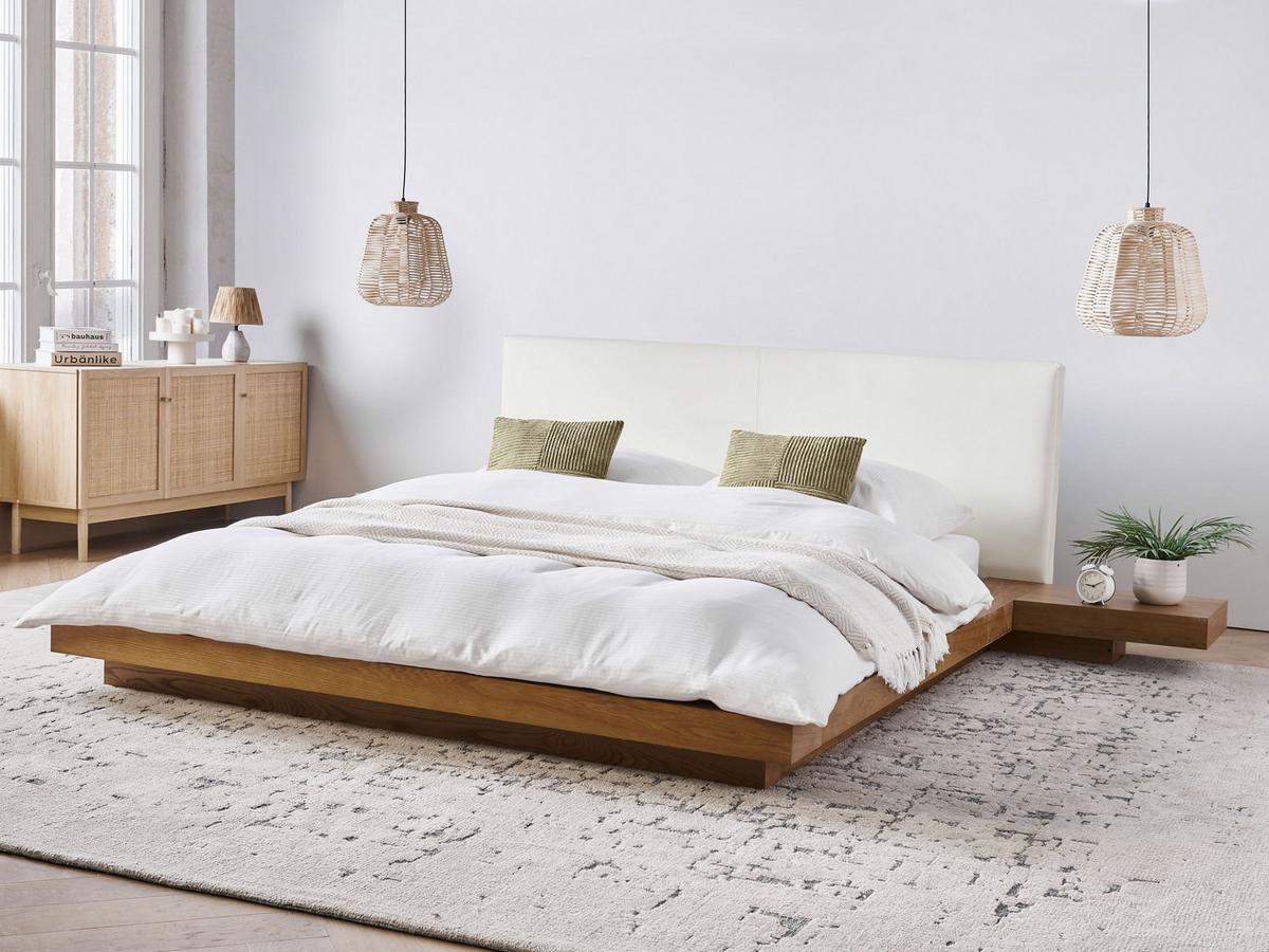 BETT mit Lattenrost 160x200 cm Heller Holzfarbton Zen - Hellbraun, Holzwerkstoff (160/200cm) - Beliani