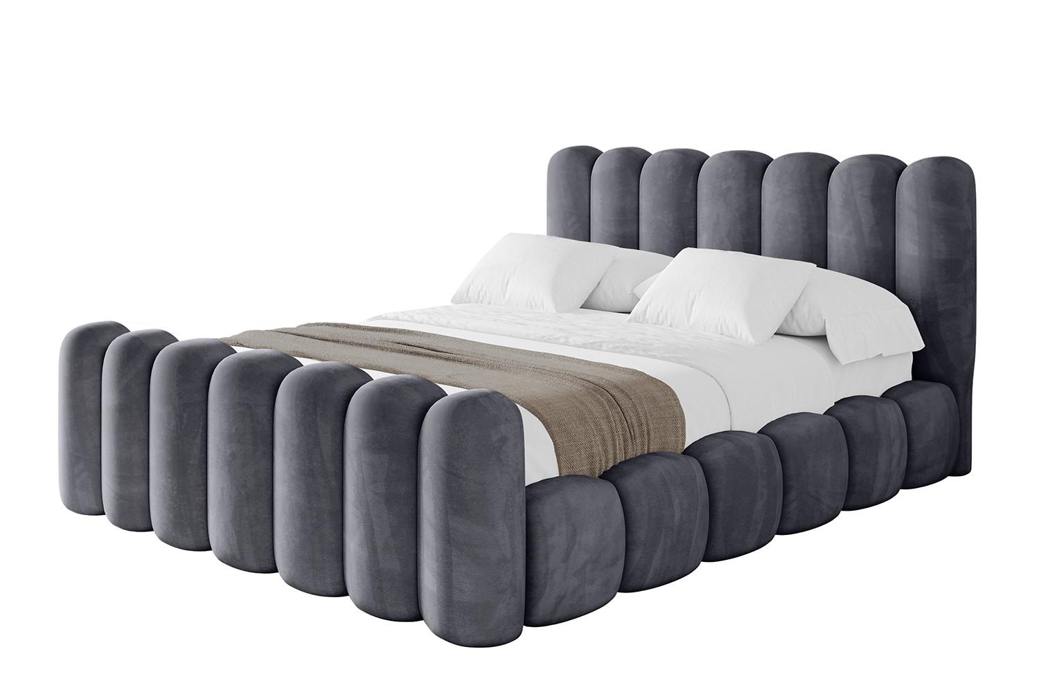 POLSTERBETT mit Bettkasten, Fußteil und Lattenrost, Boxbett ohne Matratze - SENA-Z 140x200 Dunkelgrau - Dunkelgrau, Holzwerkstoff/Textil (140/200cm) - ALTDECOR