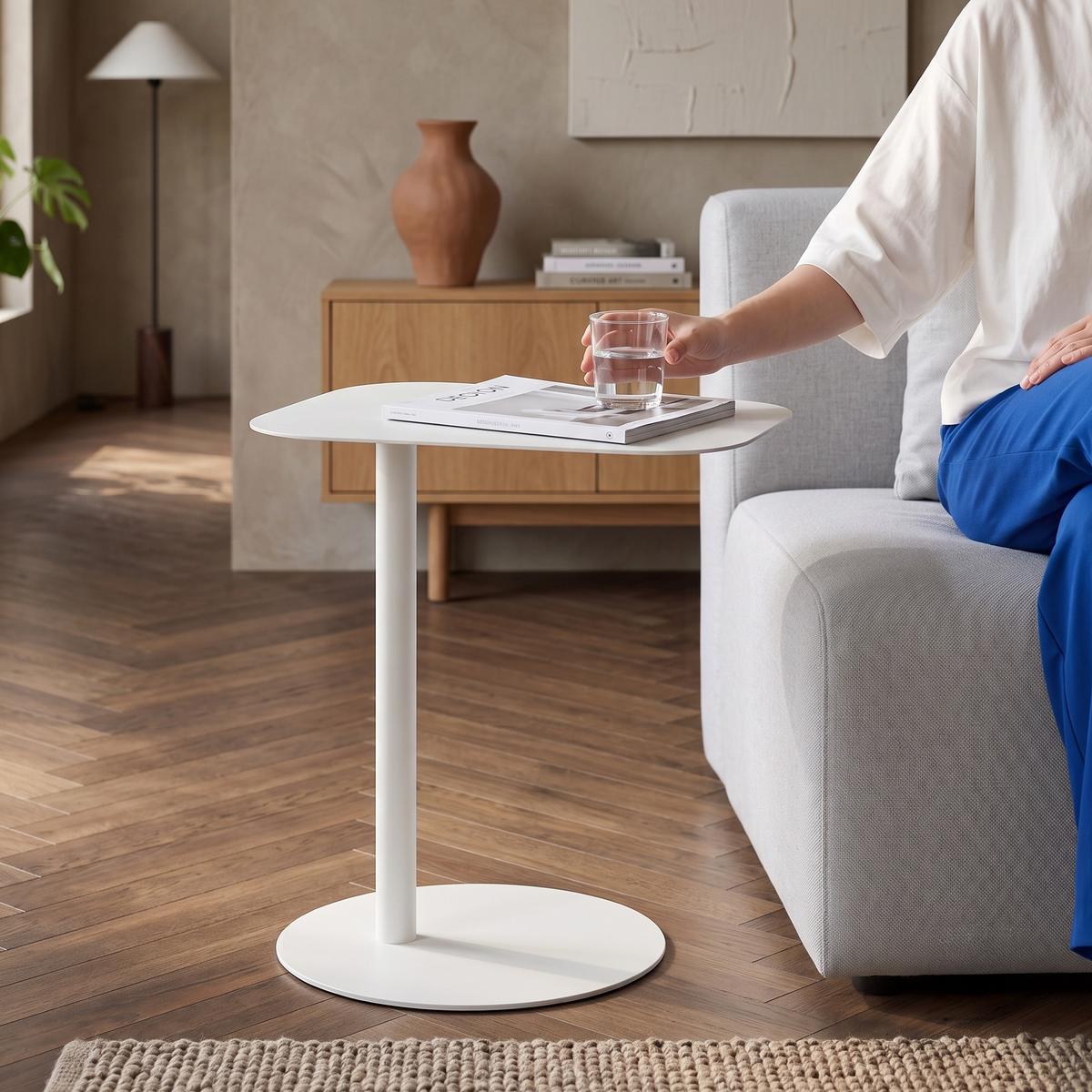 BEISTELLTISCH Nastätten - Weiß, Metall (38/50/50cm) - [en.casa]