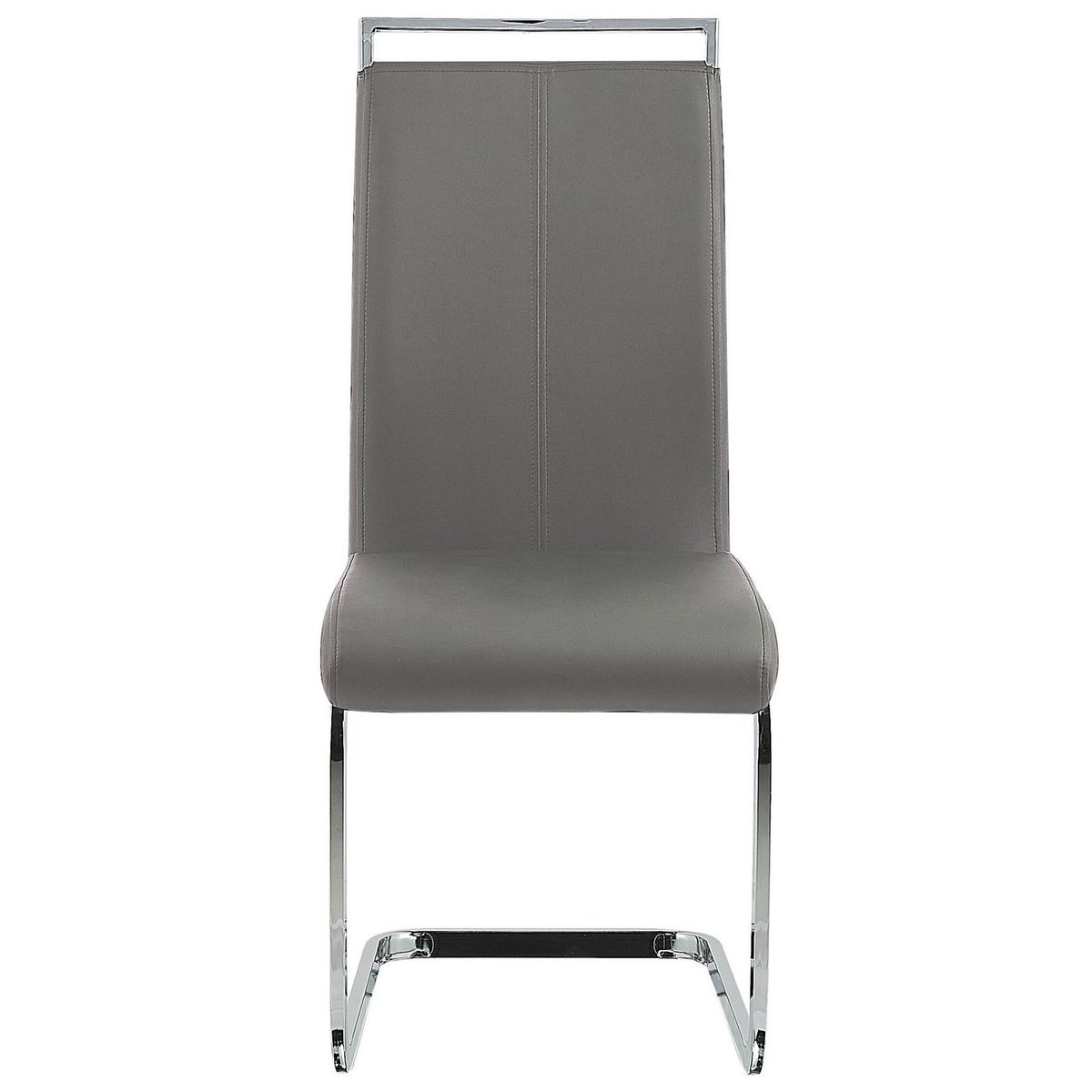 ESSZIMMERSTUHL 2er-Set Kunstleder Grau Greedin - Grau, Textil/Metall (42/99/50cm) - Beliani