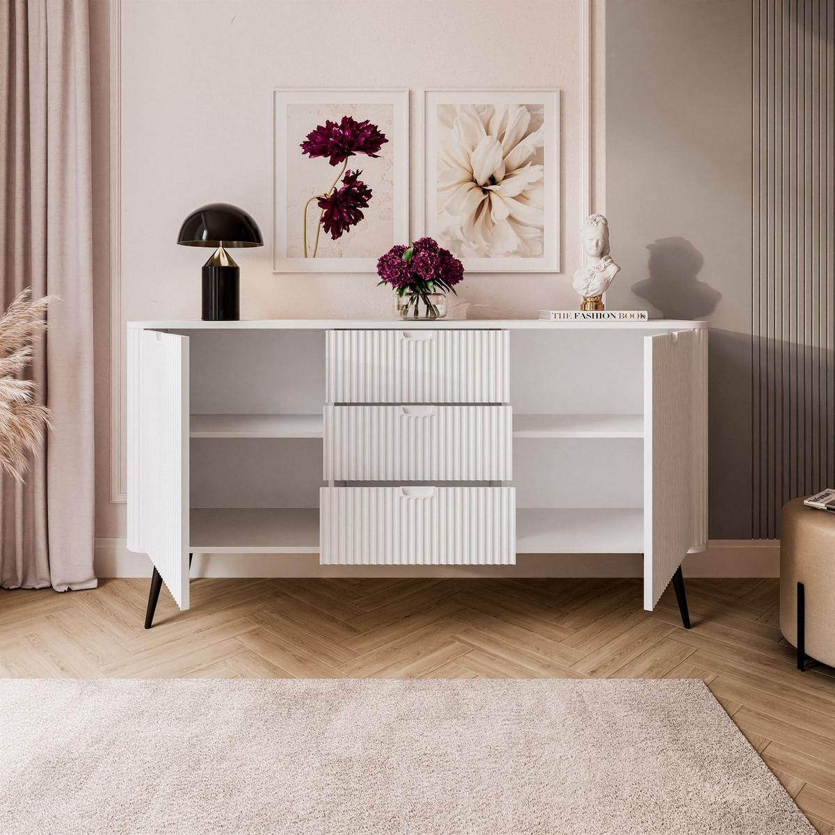 KOMMODE ZAIRA KSZ168 mit Schubladen Weiß - Weiß, Holzwerkstoff (168/87/39cm) - Lookway