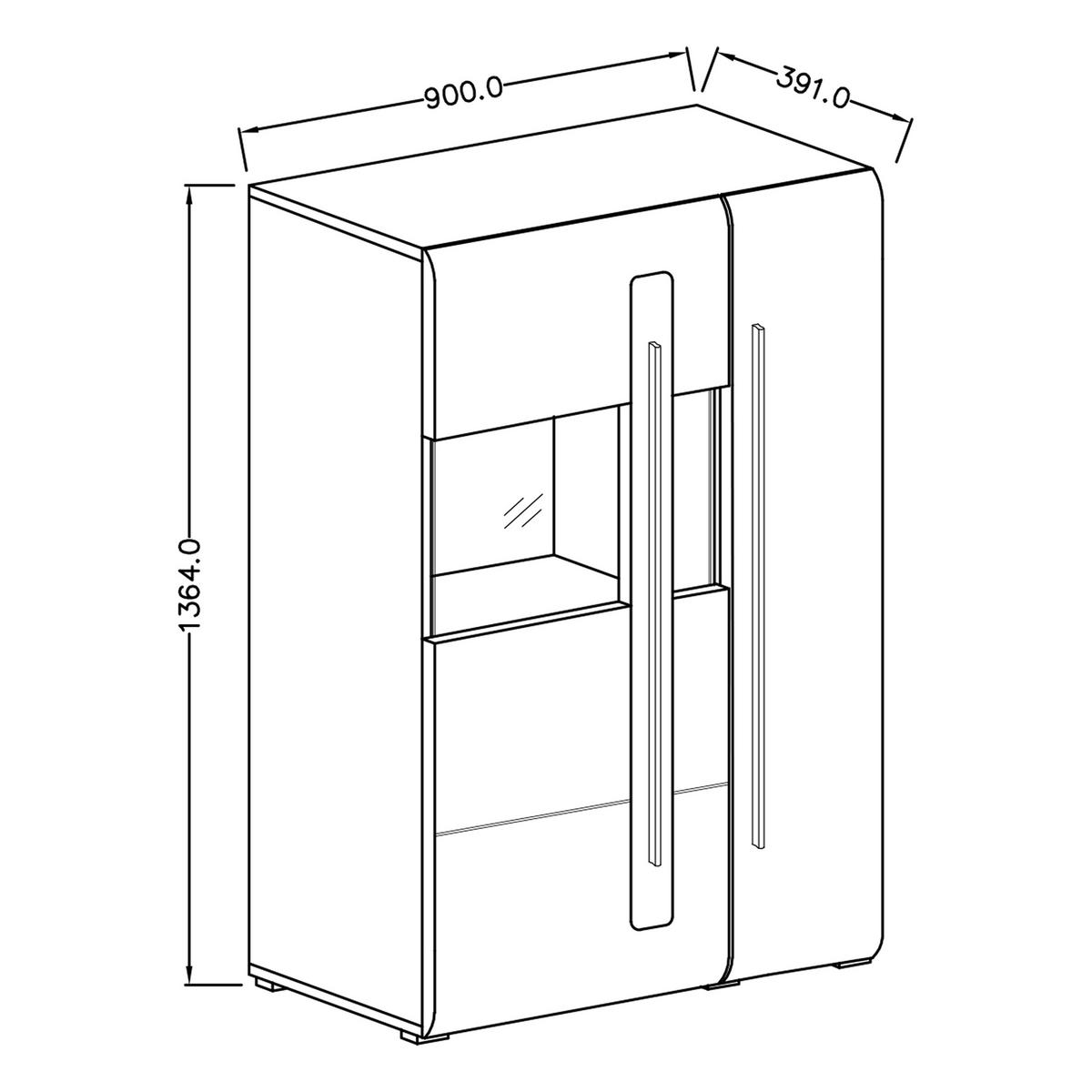 HIGHBOARD TULLIA 90/136/39 cm mit 2 Türen Weiß - Weiß, Holzwerkstoff (90/136/39cm) - MASSENO