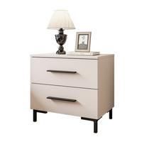 NACHTTISCH LINA KASCHMIR mit LED-Beleuchtung, schwarzen Beinen und Griffen - Kaschmir/Schwarz, Holzwerkstoff (55/52/37cm) - Lookway