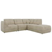 ECKSOFA NOARA 5M L Beige Velvet - Rechts - Beige/Schwarz, Kunststoff/Textil (267/244cm) - MKS