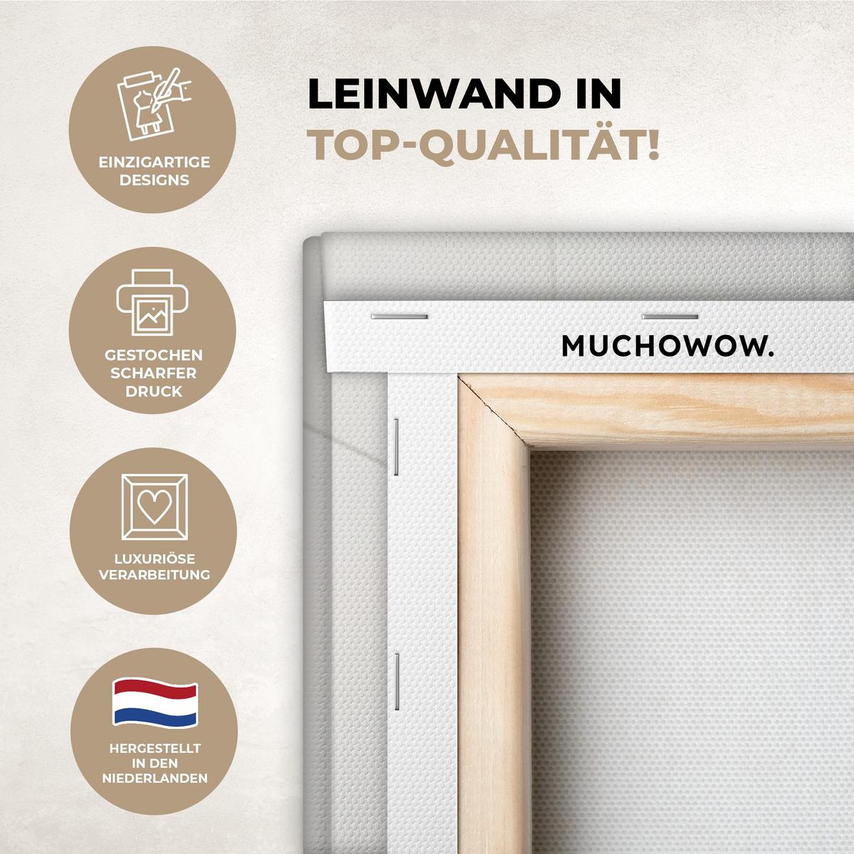 LEINWANDBILD Schottischer Highlander - Tier - Zeitung - Toilette Wohnzimmer Groß 120x80 cm - Kastanienfarben, Textil (120/80cm) - MuchoWow
