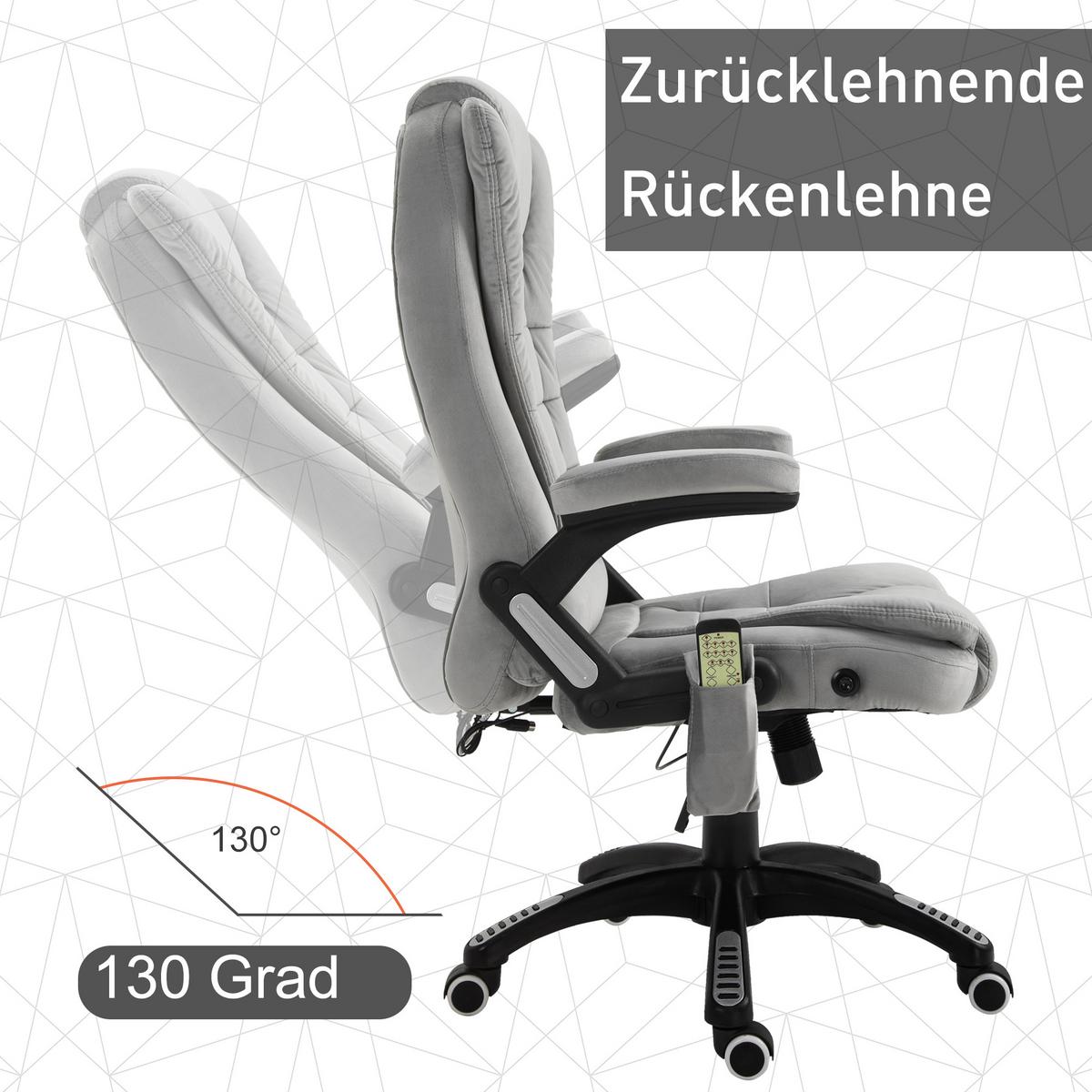 MASSAGE Sessel höhenverstellbarer Bürostuhl mit Massagefunktion Relaxsessel Grau - Schwarz/Grau, Kunststoff/Textil (74/116/67cm) - Vinsetto