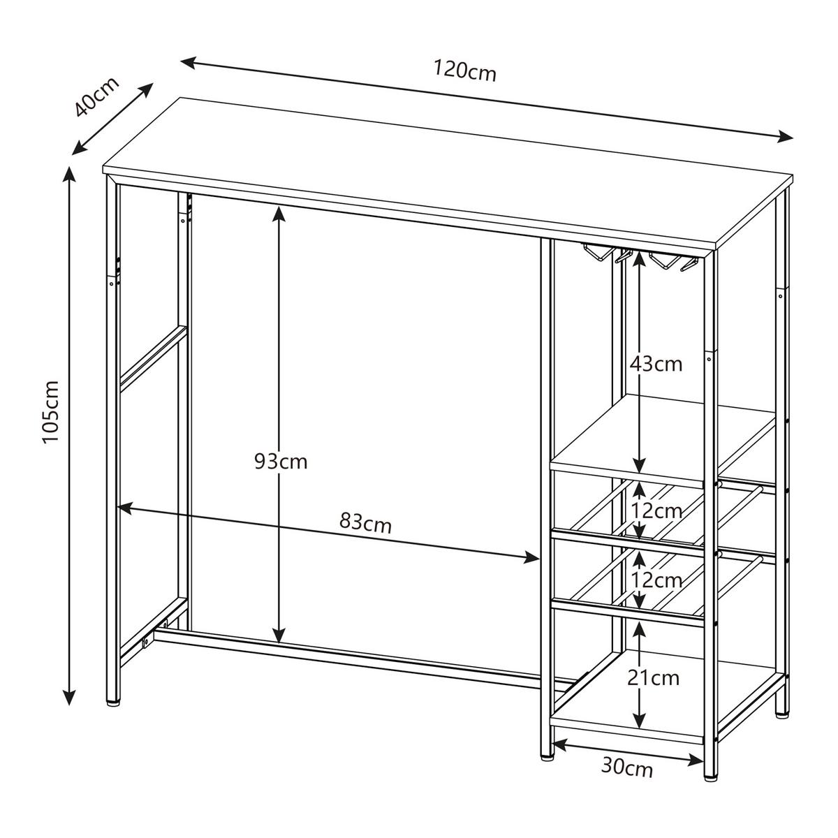 BARTISCH Stjørdal - Walnussfarben/Schwarz, Holzwerkstoff/Metall (40/120/105cm) - [en.casa]