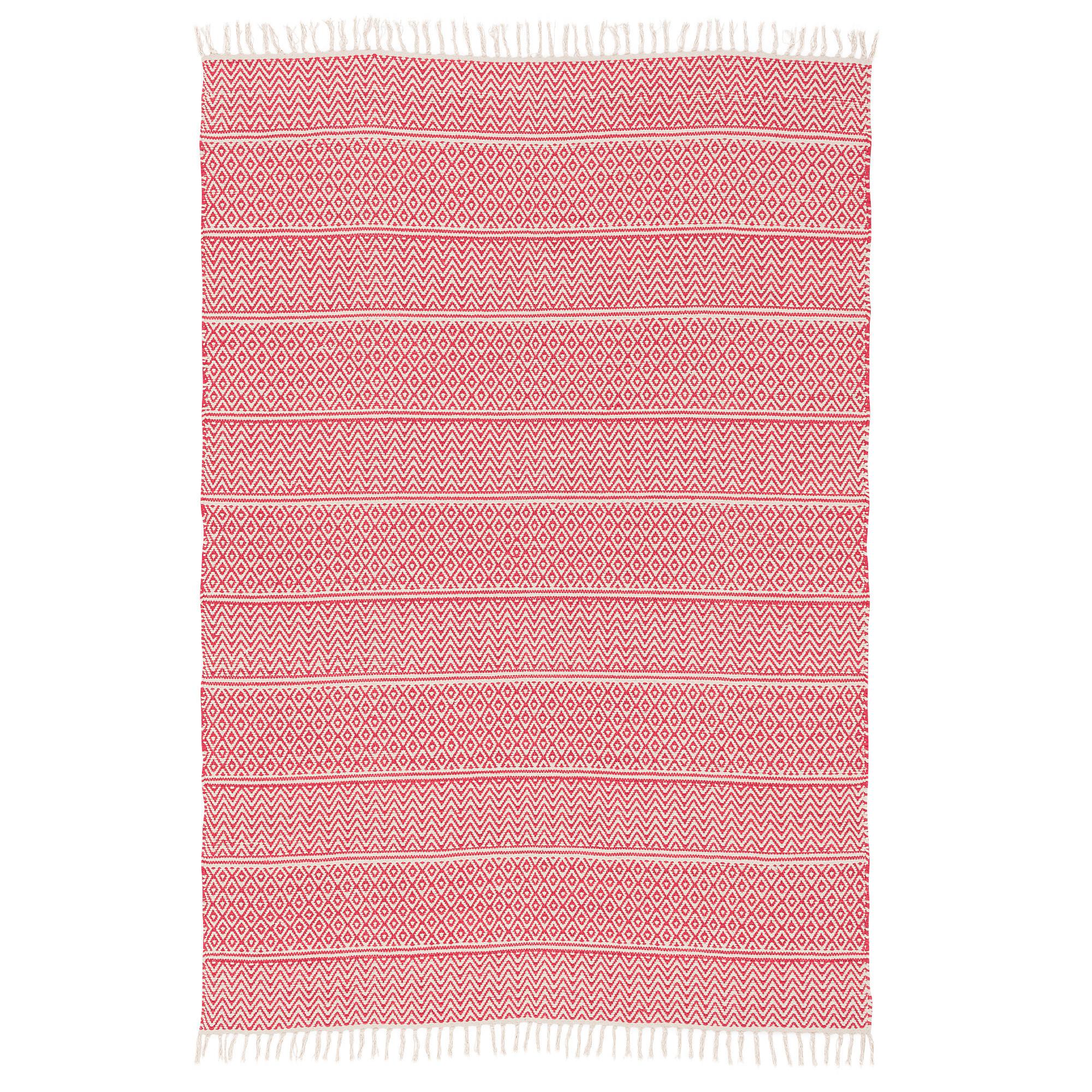BAUMWOLLE NATUR KELIM TEPPICH SANDY STRIPES - Rot, Textil (90/160cm) - Pergamon