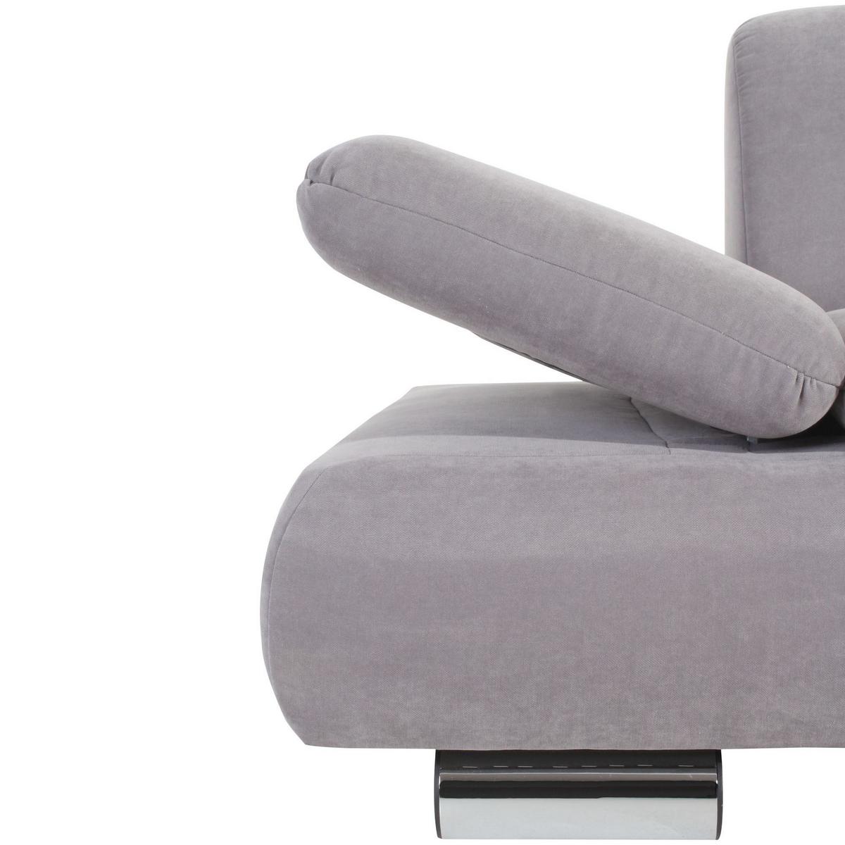 SOFA 2-Sitzer Kaye Bezug Veloursstoff Metallfuß verchromt / silber - Grau, Kunststoff (190/76/90cm) - 58aufmkessel